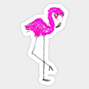 Flamingo Doodle Black Sticker